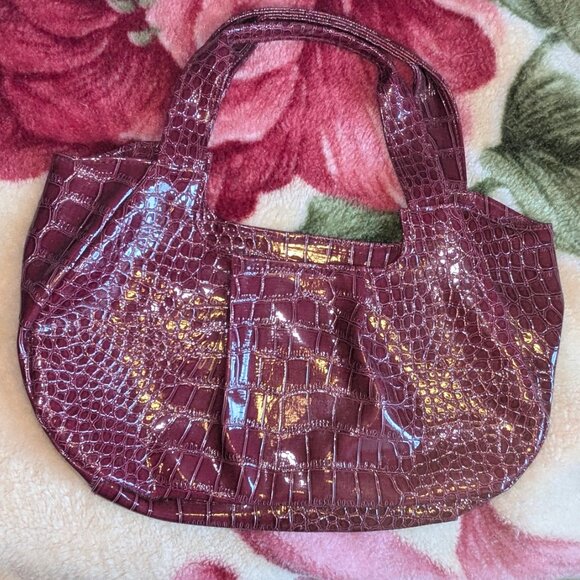 Wine Faux Snakeskin Purse - Picture 3 of 12
